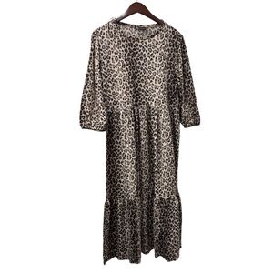 Zara Leopard animal Print Midi Dress size L